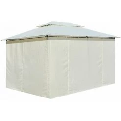 ASUPERMALL Tonnelle Avec Rideaux 4 X 3 M Blanc -Tente de réception Soldes 23186881 4