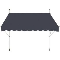 INTEROUGE Store Banne Mobile 2.50m Auvent Avancée De Toit Rétractable Manuel - Gris Foncé