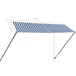 ASUPERMALL Auvent Retractable Avec LED 350x150 Cm Bleu Et Blanc -Tente de réception Soldes 23513189 3