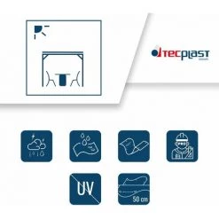 TECPLAST Bâche Pergola 2x3 M 250PR Verte Et Marron - Haute Performance - Toile Pergola Ou Tonnelle étanche Pour Terrasse - Bicolore : Verte Et Marron -Tente de réception Soldes 23711040 3