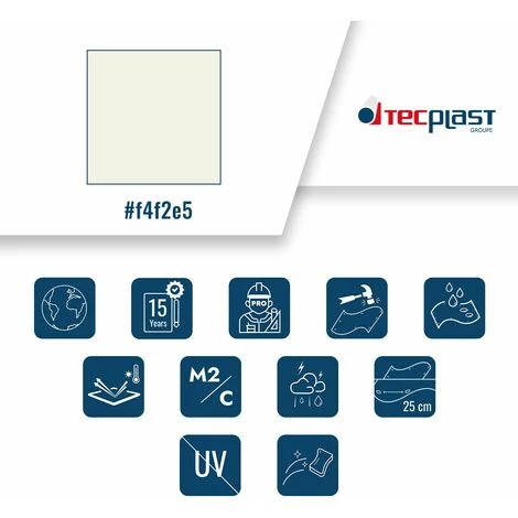 TECPLAST Toile Pergola Blanche 2x3 M Effet Anti-Chaleur 680PR2 - Qualité 15 Ans - Bâche Pergola étanche - Made In France - Blanche 5 TECPLAST Toile Pergola Blanche 2x3 M Effet Anti-Chaleur 680PR2 - Qualité 15 Ans - Bâche Pergola étanche - Made In France - Blanche – Image 3