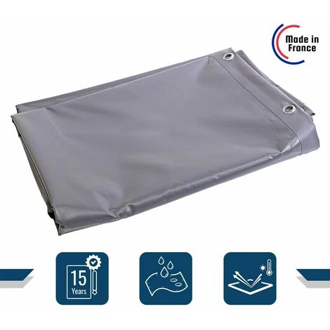 TECPLAST Toile Pergola Grise 8x12 M Effet Anti-Chaleur 680PR2 - Qualité 15 Ans - Bâche Pergola étanche - Made In France - Grise 4 TECPLAST Toile Pergola Grise 8x12 M Effet Anti-Chaleur 680PR2 - Qualité 15 Ans - Bâche Pergola étanche - Made In France - Grise - Image 2