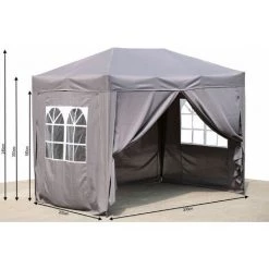 Quick-Star Gazebo Pop-up 2 X 3 M Gris Fumé Avec 4 Parois Latérales Easy-Klett 2 Avec Fermetures éclair -Tente de réception Soldes 24005583 2
