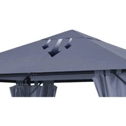 Quick-Star Ensemble Toit De Remplacement Et 2 Panneaux Latéraux Avec Fenêtre En PE Pour Gazebo De Jardin 3x4m Gris -Tente de réception Soldes 24397382 4