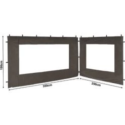 Quick-Star Ensemble Toit De Remplacement Et 2 Panneaux Latéraux Avec Fenêtre En PE Pour Gazebo De Jardin 3x4m Gris -Tente de réception Soldes 24397382 5