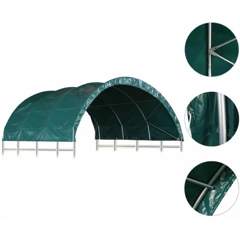 VidaXL Tente Pour Bétail PVC 3,7x3,7 M Vert - Vert 6 VidaXL Tente Pour Bétail PVC 3,7x3,7 M Vert - Vert - Image 4