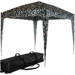 INSTENT® Structure De Tonnelle Pliante 3x3m Acier BASIC, Couleur Camouflage, Avec Sac De Transport à Roulettes