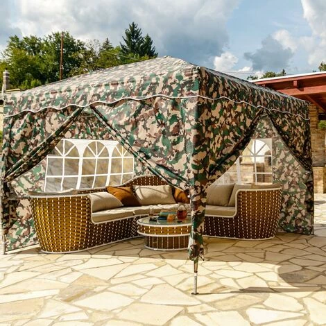 INSTENT® Tonnelle Pliante "BASIC" 3x3 M, 4 Panneaux Inclus, Couleur Camouflage Avec Sac De Rangement à Roulettes 5 INSTENT® Tonnelle Pliante "BASIC" 3x3 M, 4 Panneaux Inclus, Couleur Camouflage Avec Sac De Rangement à Roulettes - Image 3