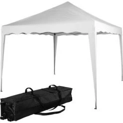 INSTENT® Structure De Tonnelle Pliante 3x3m Acier BASIC, Couleur Blanc, Avec Sac De Transport à Roulettes