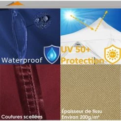 INSTENT® Structure De Tonnelle Pliante 3x3m Acier BASIC, Couleur Blanc, Avec Sac De Transport à Roulettes -Tente de réception Soldes 24975308 5