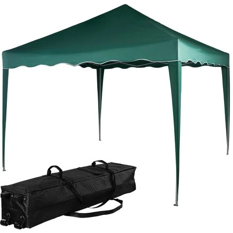 INSTENT® Structure De Tonnelle Pliante 3x3m Acier BASIC, Couleur Vert, Avec Sac De Transport à Roulettes 3 INSTENT® Structure De Tonnelle Pliante 3x3m Acier BASIC, Couleur Vert, Avec Sac De Transport à Roulettes