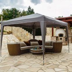 INSTENT® Structure De Tonnelle Pliante 3x3m Acier BASIC, Couleur Beige, Avec Sac De Transport à Roulettes -Tente de réception Soldes 24975316 3