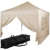 INSTENT® Structure De Tonnelle Pliante + 2 Panneaux, 3x3 M Acier BASIC Couleur Beige, Avec Sac De Transport à Roulettes