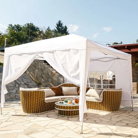 INSTENT® Structure De Tonnelle Pliante + 2 Panneaux, 3x3 M Acier BASIC Couleur Beige, Avec Sac De Transport à Roulettes 5 INSTENT® Structure De Tonnelle Pliante + 2 Panneaux, 3x3 M Acier BASIC Couleur Beige, Avec Sac De Transport à Roulettes - Image 3