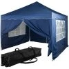 INSTENT® Tonnelle Pliante + 4 Panneaux, 3x3m Acier BASIC Couleur Bleu, Avec Sac De Transport à Roulettes -Tente de réception Soldes 24975325 1