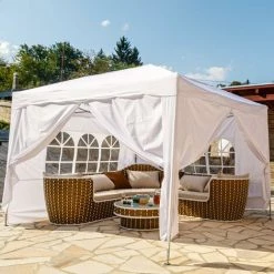 INSTENT® Structure De Tonnelle Pliante + 4 Panneaux, 3x3 M Acier BASIC Couleur Beige, Avec Sac De Transport à Roulettes 9 INSTENT® Structure De Tonnelle Pliante + 4 Panneaux, 3x3 M Acier BASIC Couleur Beige, Avec Sac De Transport à Roulettes -Tente de réception Soldes 24975329 3