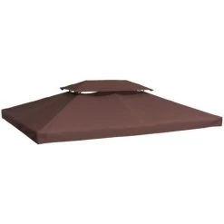 HOMCOM Toile De Rechange Pour Pavillon Tonnelle Tente Polyester Haute Densité Imperméabilisé 180 G/m² 3 X 4 M Chocolat - Marron