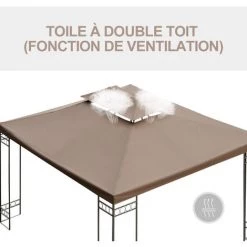 HOMCOM Toile De Rechange Pour Pavillon Tonnelle Tente Polyester Haute Densité Imperméabilisé 180 G/m² 3 X 4 M Chocolat - Marron -Tente de réception Soldes 25006880 5