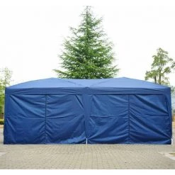 HOMCOM Tonnelle Tente De Reception Pliante Pavillon Chapiteau Barnum 5,91L X 2,97l X 2,55H Cm Bleu Cote Demontables - Bleu 10 HOMCOM Tonnelle Tente De Reception Pliante Pavillon Chapiteau Barnum 5,91L X 2,97l X 2,55H Cm Bleu Cote Demontables - Bleu -Tente de réception Soldes 25006885 4