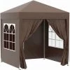 Outsunny Tonnelle De Jardin Tente Pliante Barnum Pop-up 2 X 2 M 4 Parois Latérales Amovibles 2 Fenêtres Sac De Transport Pour Camping, Festival, Plage, Jardin Chocolat - Marron -Tente de réception Soldes 25006932 1