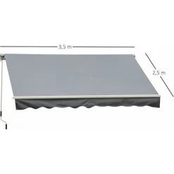 Outsunny Store Banne Manuel Rétractable Aluminium Polyester Imperméabilisé 3,5L X 2,5l M Gris - Gris 8 Outsunny Store Banne Manuel Rétractable Aluminium Polyester Imperméabilisé 3,5L X 2,5l M Gris - Gris -Tente de réception Soldes 25007323 3