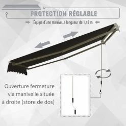 Outsunny Store Banne Manuel Rétractable Aluminium Polyester Imperméabilisé 3,5L X 2,5l M Gris - Gris 10 Outsunny Store Banne Manuel Rétractable Aluminium Polyester Imperméabilisé 3,5L X 2,5l M Gris - Gris -Tente de réception Soldes 25007323 5