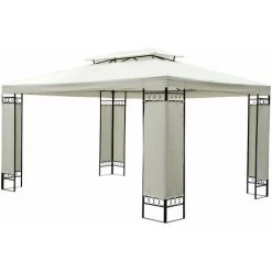 HOMCOM Toile De Toit De Rechange Pour Pavillon Tonnelle Tente 3x4m Crème - Beige -Tente de réception Soldes 25007561 4