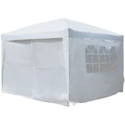 Outsunny Tonnelle Barnum Tente De Réception Pliante 3 X 3 X 2,55 M Avec Fenêtres + Sac De Transport Blanc