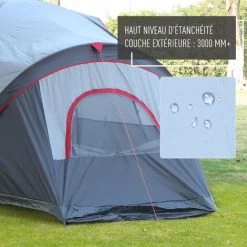 Outsunny Tente De Camping Familiale 5-6 Pers. - Grande Porte + 3 Fenêtres - Dim. 4,55L X 2,3l X 1,8H M Fibre Verre Polyester Oxford Gris - Gris -Tente de réception Soldes 25007659 4