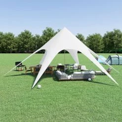 Outsunny Tente De Jardin XXL En étoile Bâche Anti-pluie Voile D'ombrage Toile De Camping 10L X 10l X 4H M Polyester Haute Densité 210D Imperméable Blanc -Tente de réception Soldes 25008139 4