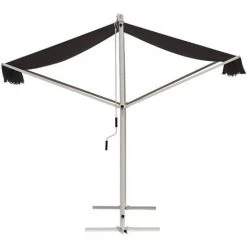 Outsunny Store Double Pente Manuel Rétractable Inclinaison Réglable Acier époxy Blanc Polyester Imperméabilisé Anti-UV Gris Dim. 4,50L X 3,40l X 2,55H M - Gris -Tente de réception Soldes 25009020 4