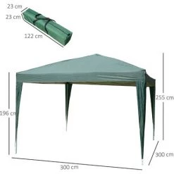 Outsunny Tonnelle Tente De Réception Barnum Pop-up Pliant 3 X 3 X 2,55 M 4 Parois Amovibles + Sac De Transport Vert -Tente de réception Soldes 25009141 3