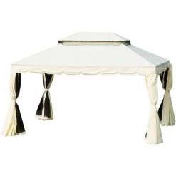 Outsunny Tonnelle Barnum Pavillon De Jardin Style Colonial Double Toit Toile Moustiquaires Et Toiles Amovibles 3,9L X 2,9l X 2,7H M écru - Ecru 10 Outsunny Tonnelle Barnum Pavillon De Jardin Style Colonial Double Toit Toile Moustiquaires Et Toiles Amovibles 3,9L X 2,9l X 2,7H M écru - Ecru -Tente de réception Soldes 25009154 4