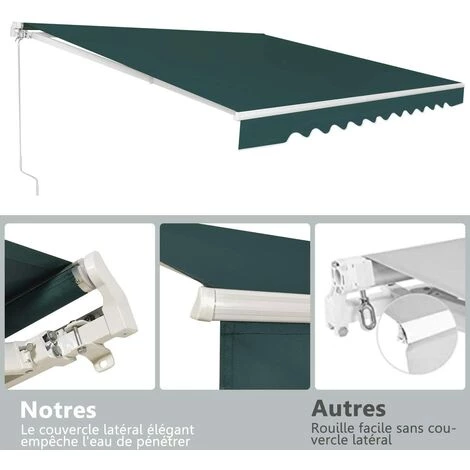 COSTWAY Store Banne De Balcon Rétractable Avec Tissu Résistant Aux UV Et à L'eau, Cadre En Aluminium Angle Réglable 5-35° ,3 X 2,5 M 4 COSTWAY Store Banne De Balcon Rétractable Avec Tissu Résistant Aux UV Et à L'eau, Cadre En Aluminium Angle Réglable 5-35° ,3 X 2,5 M - Image 2