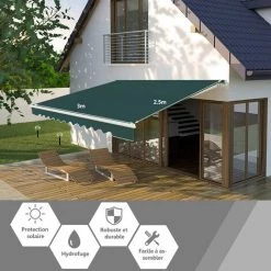 COSTWAY Store Banne De Balcon Rétractable Avec Tissu Résistant Aux UV Et à L'eau, Cadre En Aluminium Angle Réglable 5-35° ,3 X 2,5 M 11 COSTWAY Store Banne De Balcon Rétractable Avec Tissu Résistant Aux UV Et à L'eau, Cadre En Aluminium Angle Réglable 5-35° ,3 X 2,5 M -Tente de réception Soldes 25858737 5