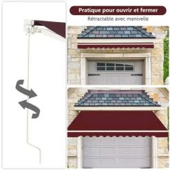 COSTWAY Store Banne De Balcon Rétractable Avec Tissu Résistant Aux UV Et à L'eau, Cadre En Aluminium Angle Réglable 5-35° ,3 X 2,5 M 8 COSTWAY Store Banne De Balcon Rétractable Avec Tissu Résistant Aux UV Et à L'eau, Cadre En Aluminium Angle Réglable 5-35° ,3 X 2,5 M -Tente de réception Soldes 25858740 2