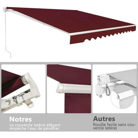 COSTWAY Store Banne De Balcon Rétractable Avec Tissu Résistant Aux UV Et à L'eau, Cadre En Aluminium Angle Réglable 5-35° ,3 X 2,5 M 5 COSTWAY Store Banne De Balcon Rétractable Avec Tissu Résistant Aux UV Et à L'eau, Cadre En Aluminium Angle Réglable 5-35° ,3 X 2,5 M - Image 3