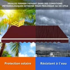 COSTWAY Store Banne De Balcon Rétractable Avec Tissu Résistant Aux UV Et à L'eau, Cadre En Aluminium Angle Réglable 5-35° ,3 X 2,5 M 10 COSTWAY Store Banne De Balcon Rétractable Avec Tissu Résistant Aux UV Et à L'eau, Cadre En Aluminium Angle Réglable 5-35° ,3 X 2,5 M -Tente de réception Soldes 25858740 4