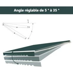 COSTWAY Store Banne De Balcon Rétractable Avec Tissu Résistant Aux UV Et à L'eau, Cadre En Aluminium Angle Réglable 5-35° 2,5 X 2 M -Tente de réception Soldes 25858743 3