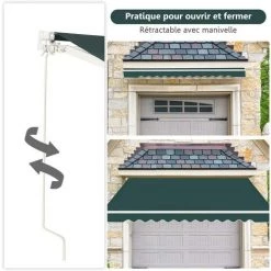 COSTWAY Store Banne De Balcon Rétractable Avec Tissu Résistant Aux UV Et à L'eau, Cadre En Aluminium Angle Réglable 5-35° 2,5 X 2 M -Tente de réception Soldes 25858743 4