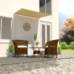 TRUE DEAL Auvent Rétractable 150x150 Cm Jaune Et Blanc