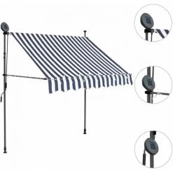 TRUE DEAL Auvent Manuel Rétractable Avec LED 150 Cm Bleu Et Blanc 9 TRUE DEAL Auvent Manuel Rétractable Avec LED 150 Cm Bleu Et Blanc -Tente de réception Soldes 26122730 3