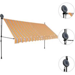 TRUE DEAL Auvent Manuel Rétractable Avec LED 350 Cm Jaune Et Bleu -Tente de réception Soldes 26122751 3