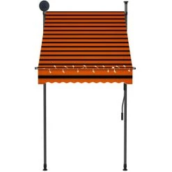 TRUE DEAL Auvent Manuel Rétractable Avec LED 100 Cm Orange Et Marron -Tente de réception Soldes 26122783 4