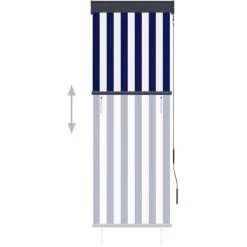 TRUE DEAL Store Roulant D'extérieur 60x250 Cm Bleu Et Blanc -Tente de réception Soldes 26122899 4