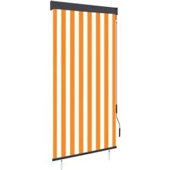 TRUE DEAL Store Roulant D'extérieur 80x250 Cm Blanc Et Orange