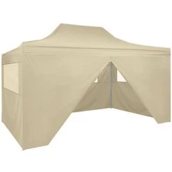 TRUE DEAL Tente Pliable Avec 4 Parois Latéraux 3 X 4,5 M Blanc Crème
