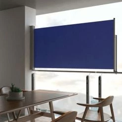 TRUE DEAL Auvent Latéral Rétractable De Patio 120x300 Cm Bleu