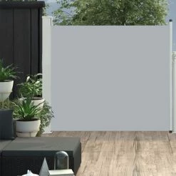TRUE DEAL Auvent Latéral Rétractable De Patio 100x300 Cm Gris