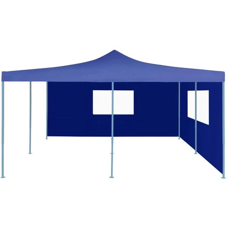 TRUE DEAL Belvédère Pliable Avec 2 Parois 5x5 M Bleu 4 TRUE DEAL Belvédère Pliable Avec 2 Parois 5x5 M Bleu - Image 2